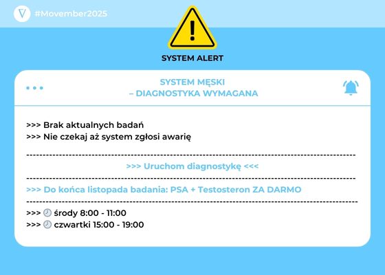 Movember 2025 w VediClinic: „System Męski – Diagnostyka Wymagana”